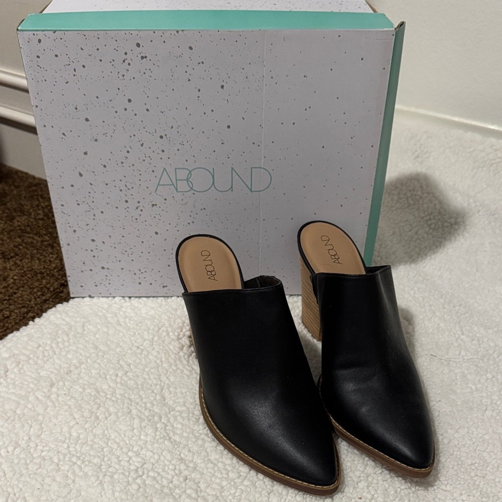 Abound Black Leather Mules for Women